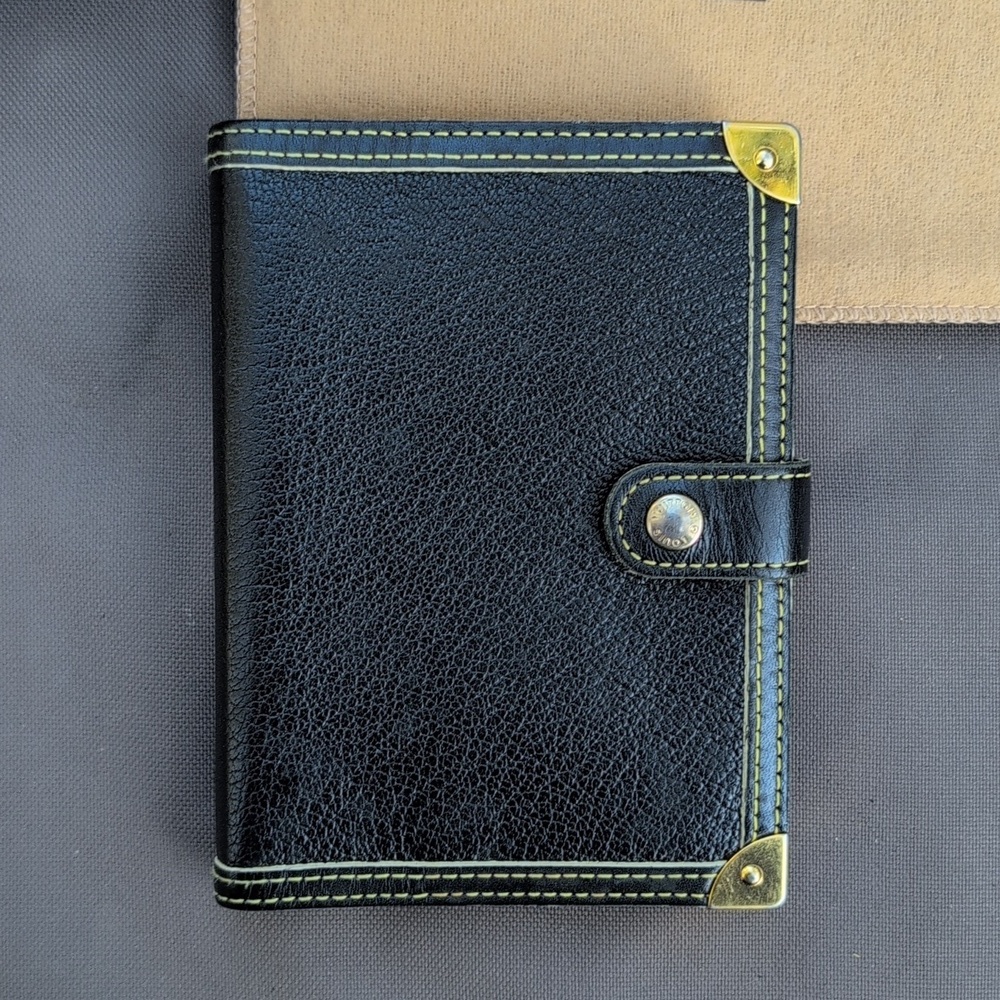 Vintage Louis Vuitton Black Leather Agenda Organizer With Gold Accents - Picture 3 of 13